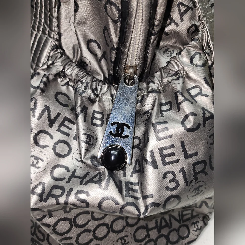 Authentic CHANEL Silver Rue de Cambon Unlimited Bag Travel Bundle